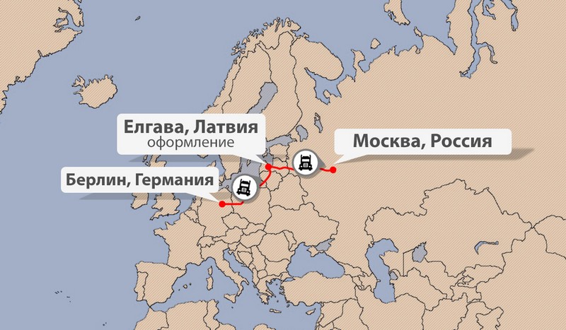 Карта доставки из Берлина в Москву
