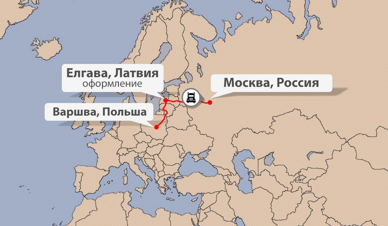 Карта доставки грузов из Польши